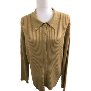 NEW Venezia Jeans Company Women Sweater Top Gold Metallic Size 26/28 Button Down